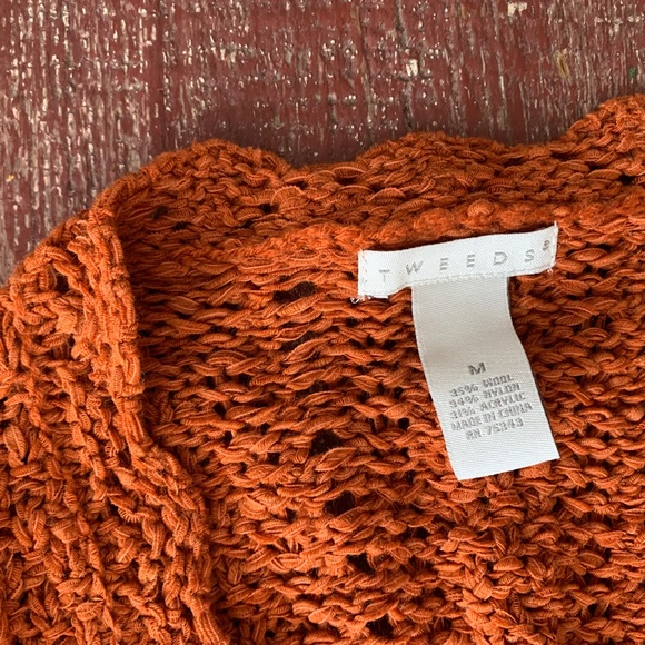 Knit Boho Cardigan / Rust Orange / Tweed Brand Size M Women’s - Picture 2 of 6